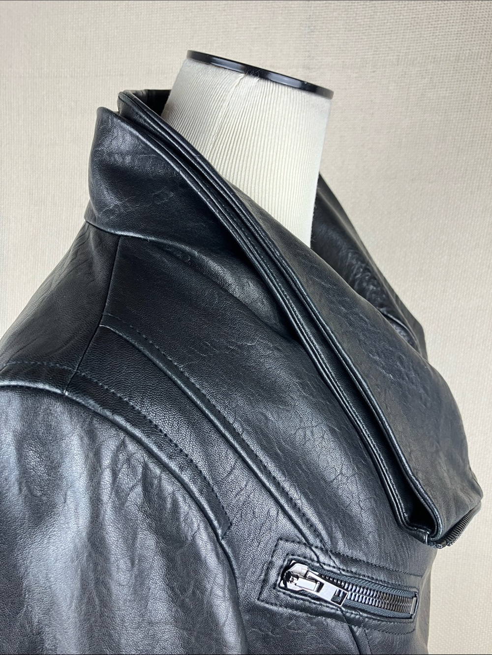 Vince Lamb Leather Moto Jacket Black Full Zip - Picture 9 of 16